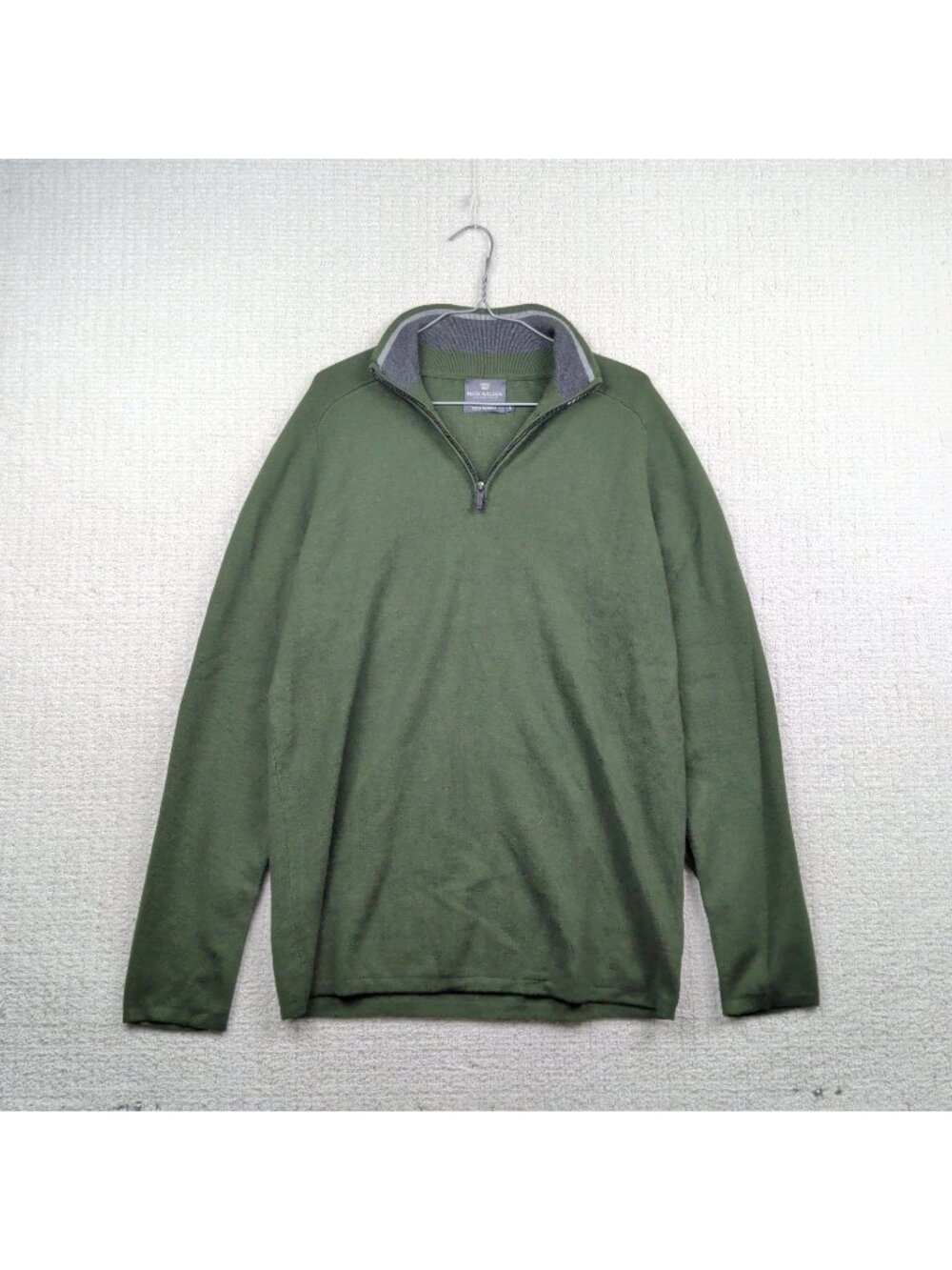 Mack Weldon Mens Premium Tech Merino Quarter Zip Black Military Green Size L